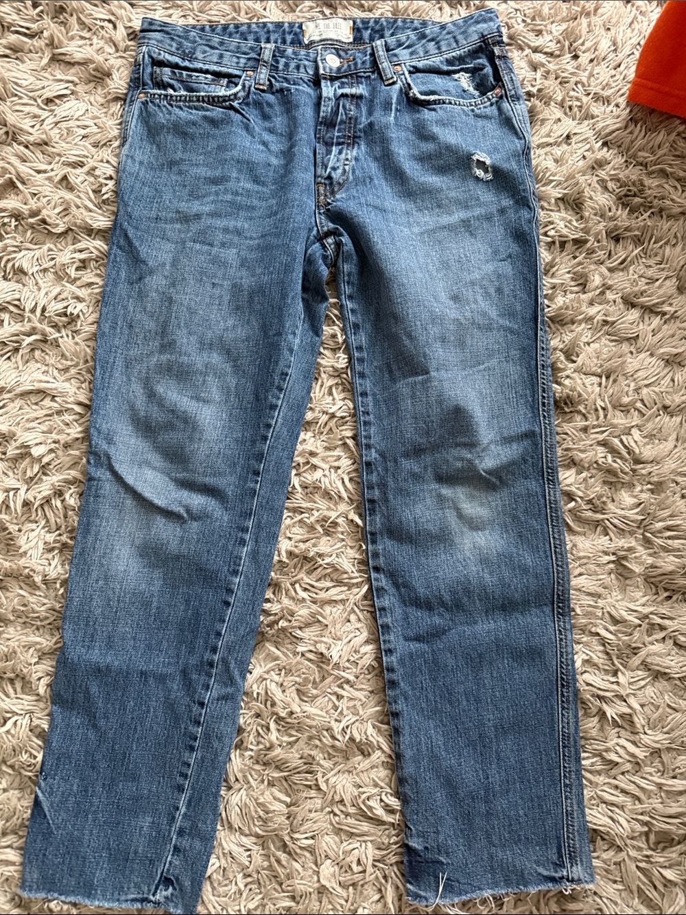 Free People Straight Leg Blue Denim Jeans